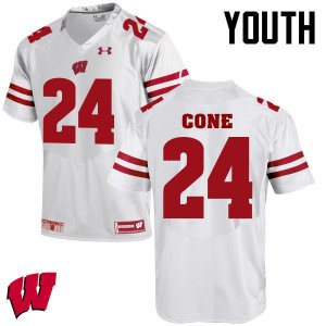 Youth Wisconsin Badgers NCAA #24 Madison Cone White Authentic Under Armour Stitched College Football Jersey BV31A40SV